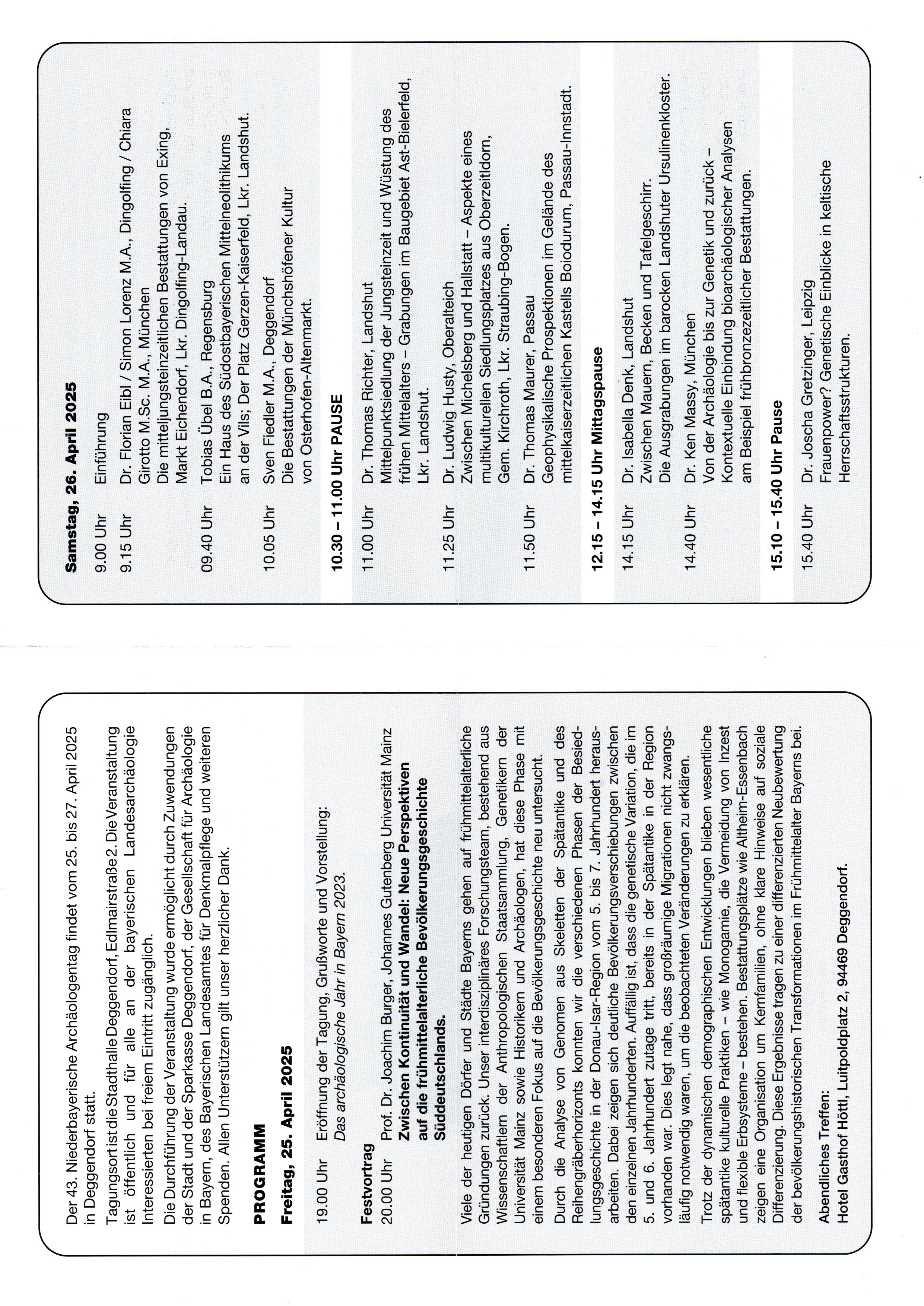 Niederbayerischer Arch&auml;ologentag 2025